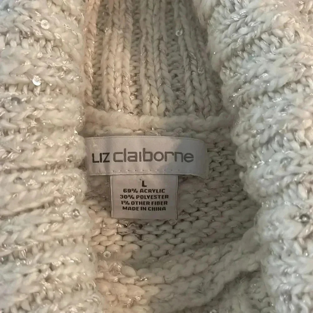 Liz Claiborne Sequin Knit Cowl Neck Sweater - Picture 4 of 7